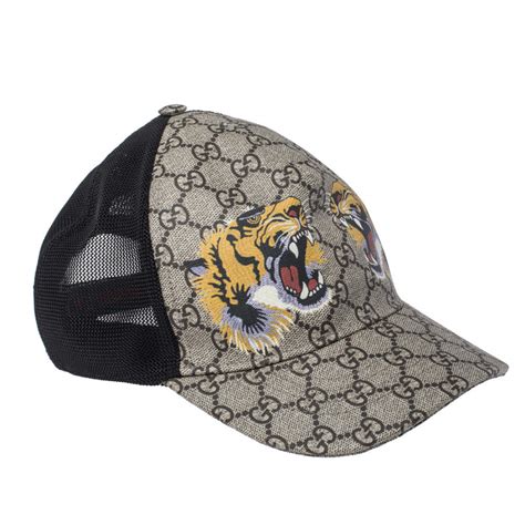 gucci tiger mesh cap|Gucci Tigers Print GG Supreme Baseball Hat Beige/Brown .